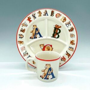 Tiffany & Co. Alphabet Bears Child's Divided Plate and Cup, VTG 1994 Porcelain